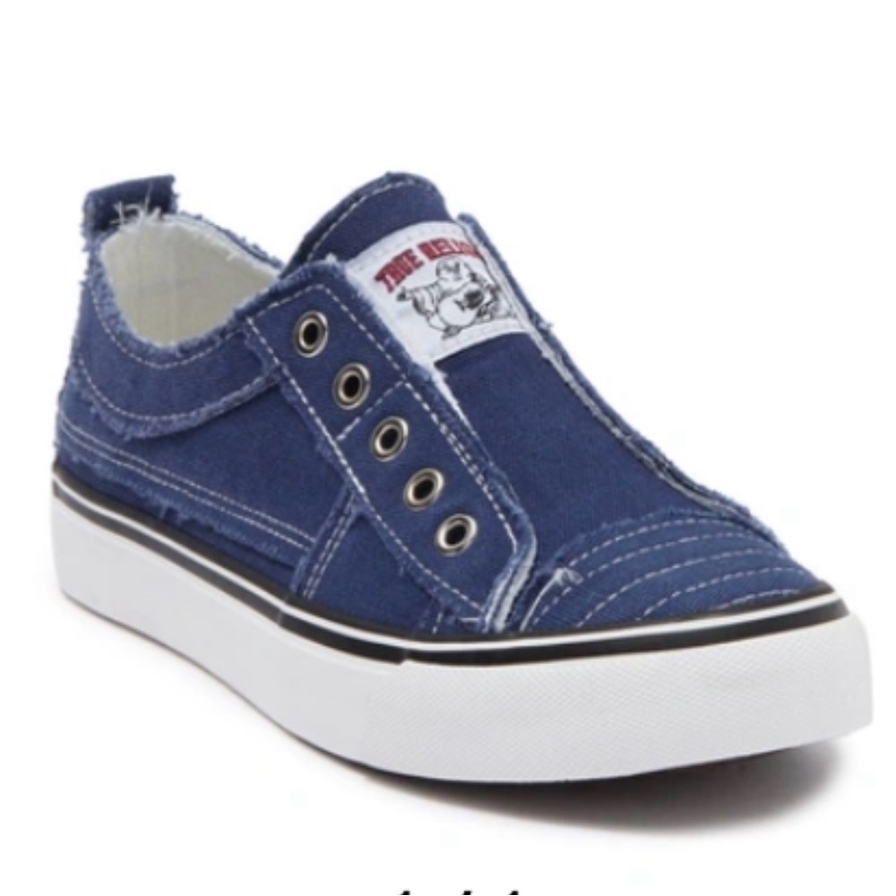 True Religion Laceless Cancas Slip-On Sneakers Blue SZ 11 Worn 1X